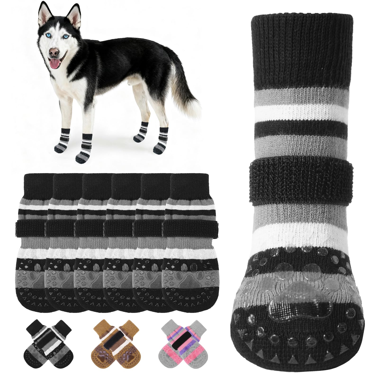 Kooltail anti-slip dog socks in side view provide steady traction on slick floors.