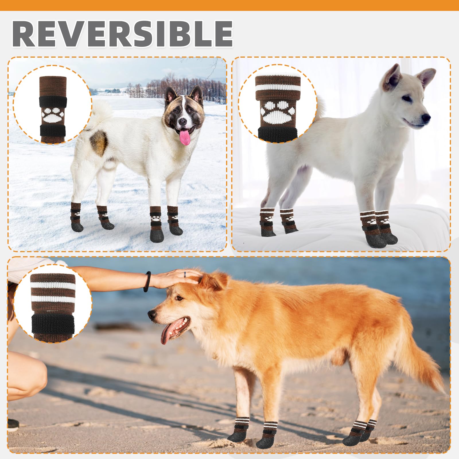 KOOLTAIL anti-slip dog socks soft cotton upper provides breathable comfort.