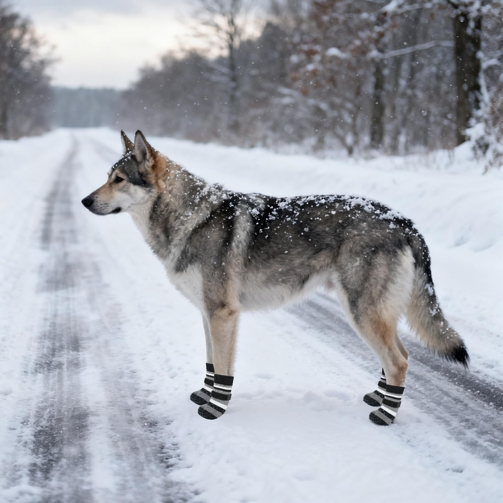 KOOLTAIL multi-color paw socks on paw to illustrate stay-on during walks