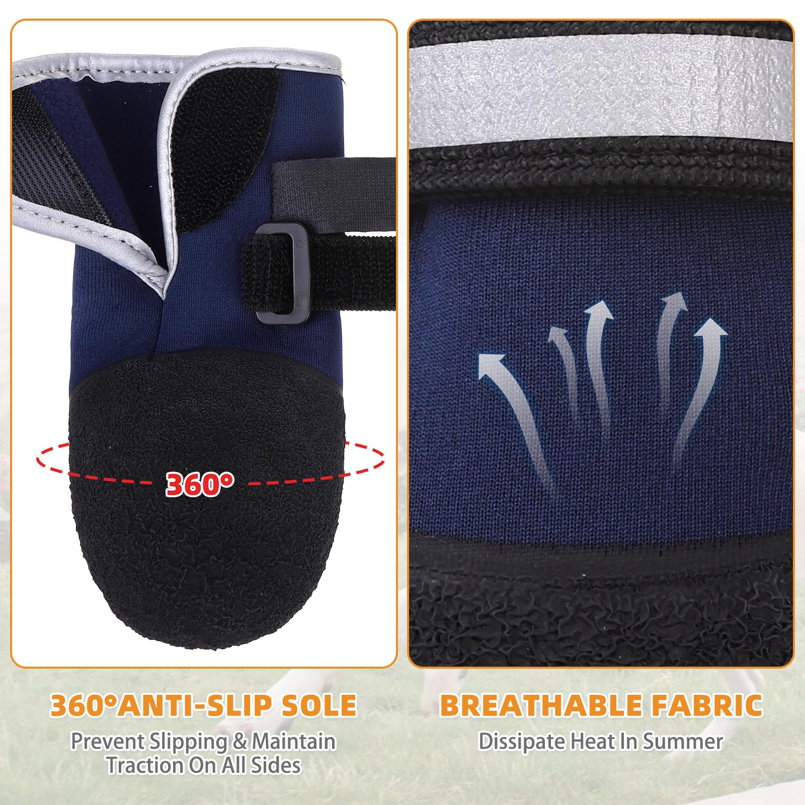 KOOLTAIL anti-slip dog socks providing traction on slick surfaces
