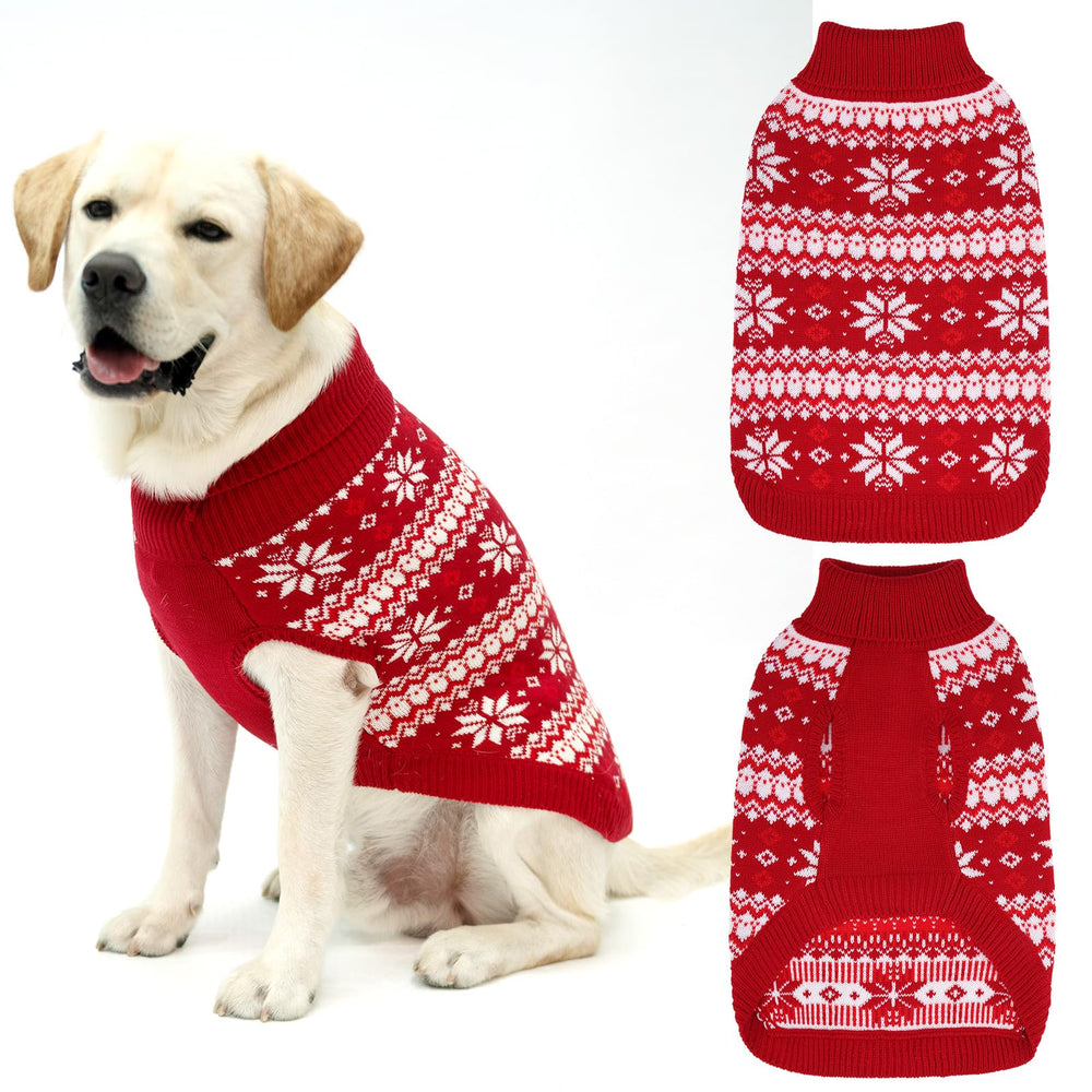 KOOLTAIL red cable-knit dog sweater front view shows cozy warmth