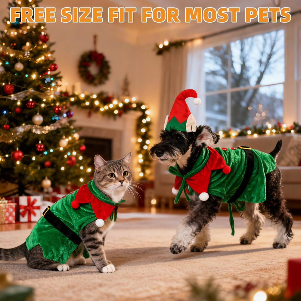 KOOLTAIL cat Christmas costume elf hat closeup showing lightweight skin-friendly fabric