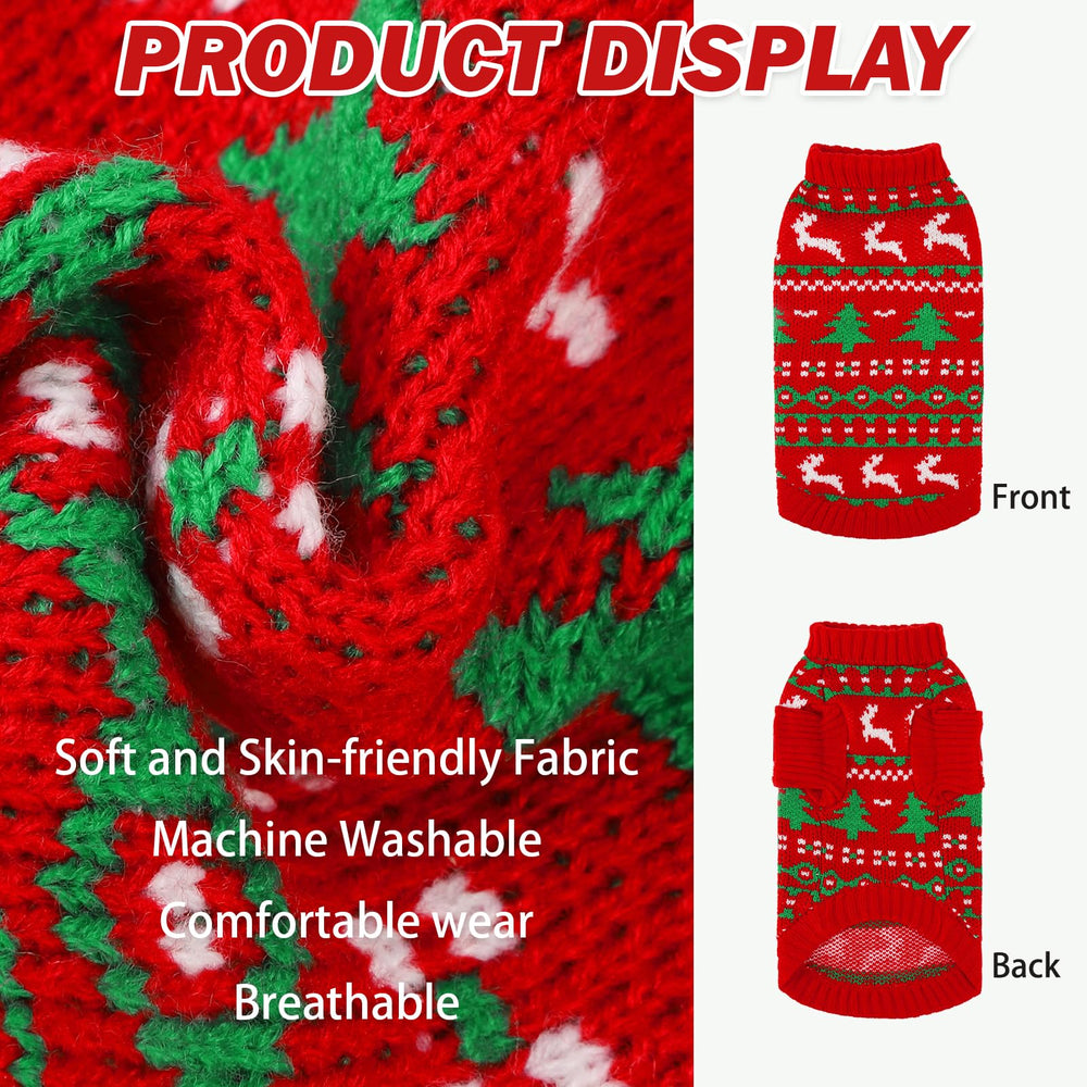 KOOLTAIL Cat Sweater red elk pattern side view for festive fashion