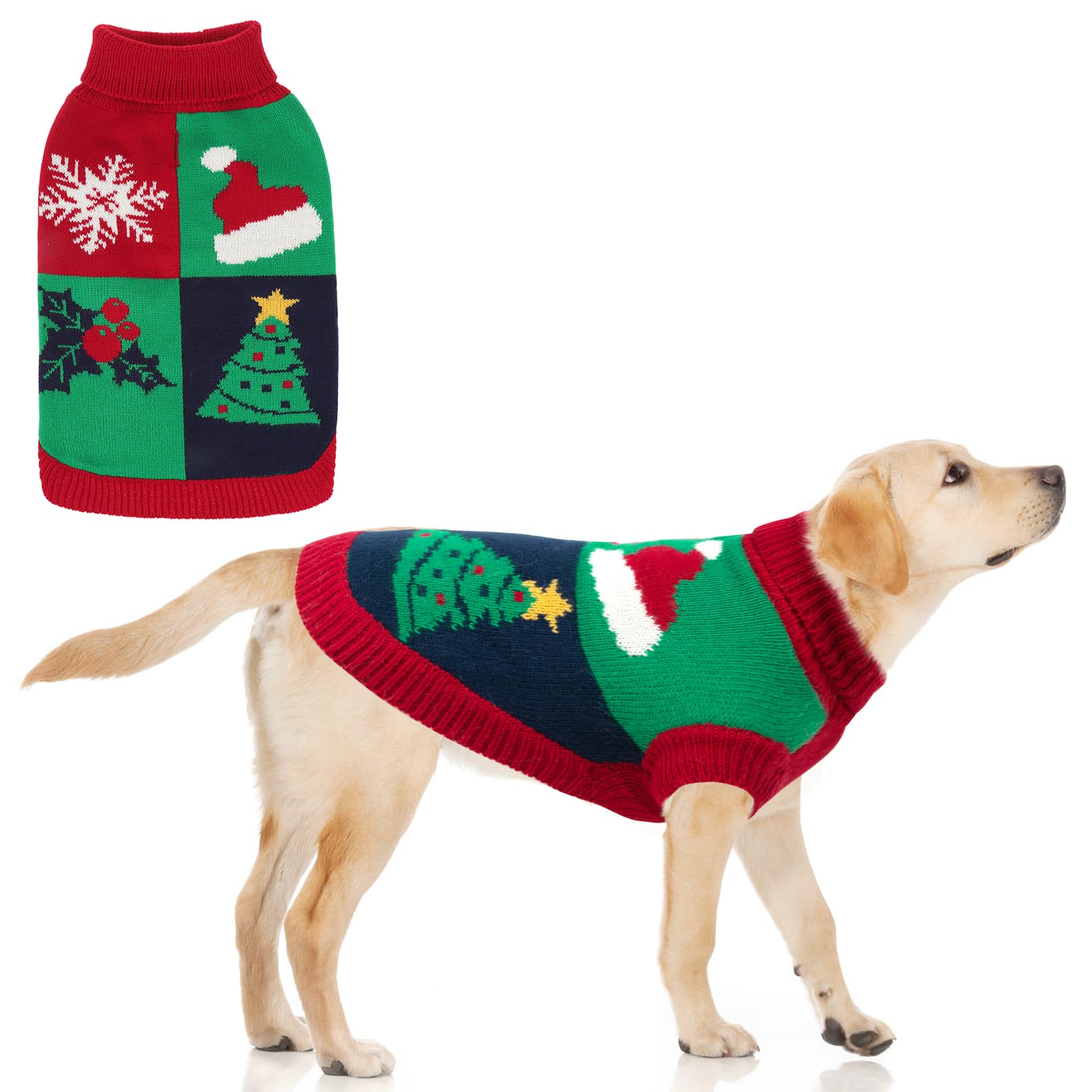 KOOLTAIL Christmas dog sweater front view, festive warmth for winter walks.