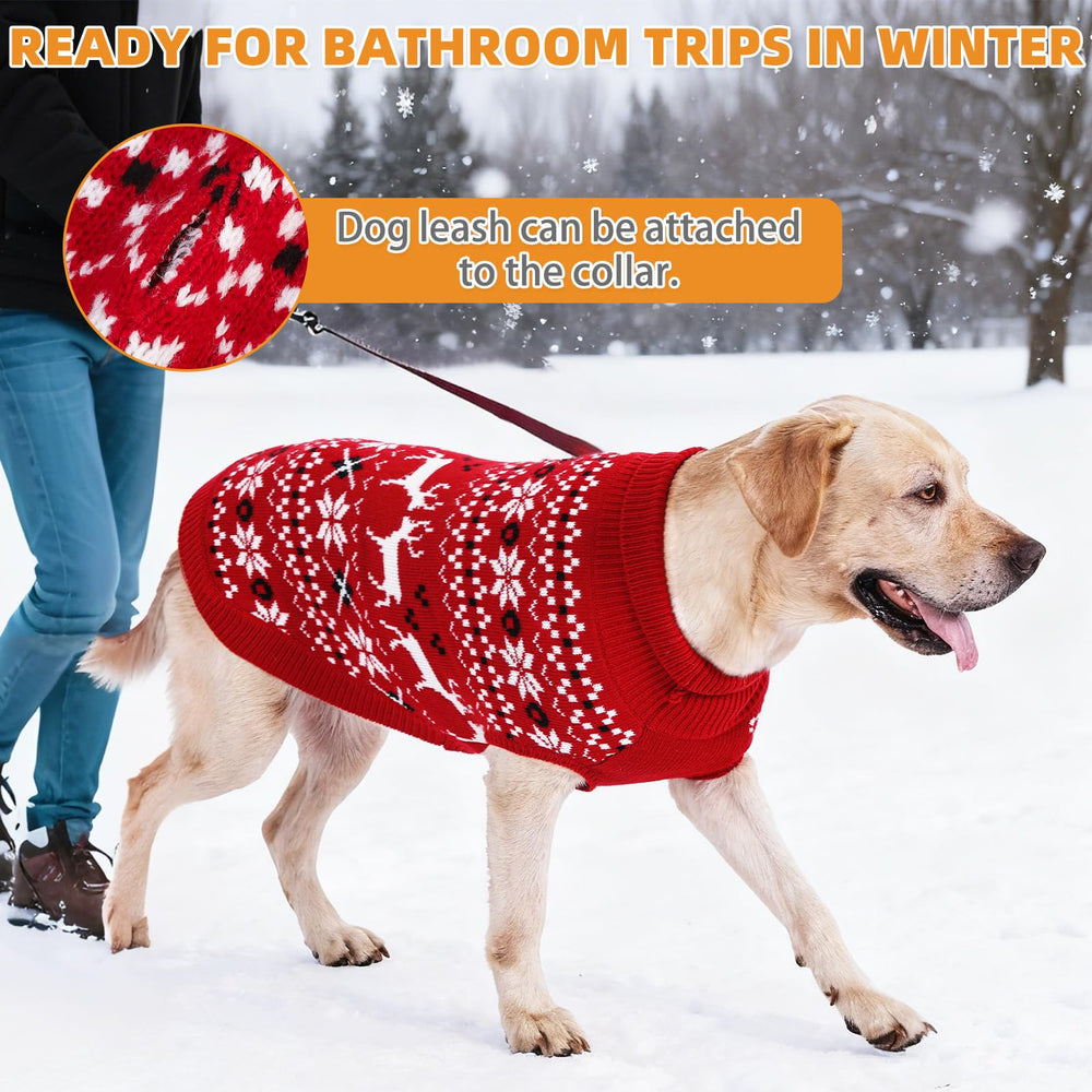 KOOLTAIL Christmas Dog Sweater knit texture captures durable warmth during outdoor adventures.