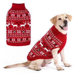 KOOLTAIL Christmas Dog Sweater with reindeer pattern, warm knit ideal for winter walks.