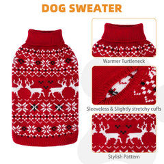 KOOLTAIL Christmas Dog Sweater snowflake pattern provides festive style and snug fit for chilly outings.