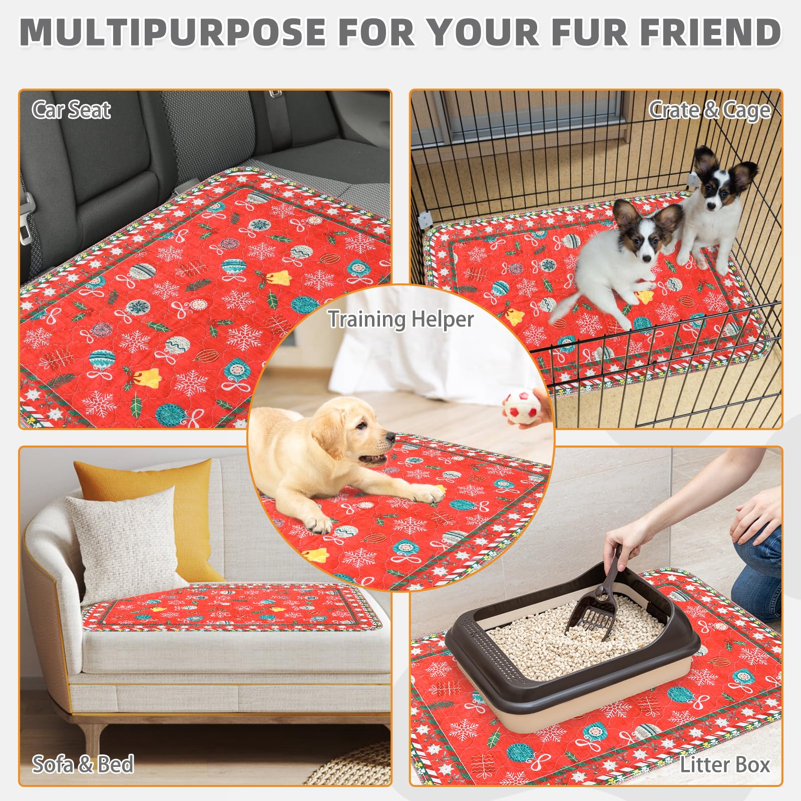 KOOLTAIL Christmas pet mat doubles as festive floor protection and decor.