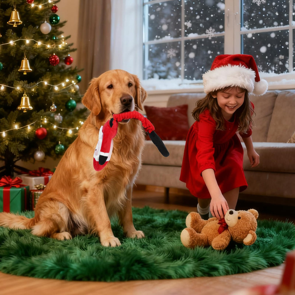 KOOLTAIL Santa dog toy helps reduce boredom with squeaks and enticing sounds
