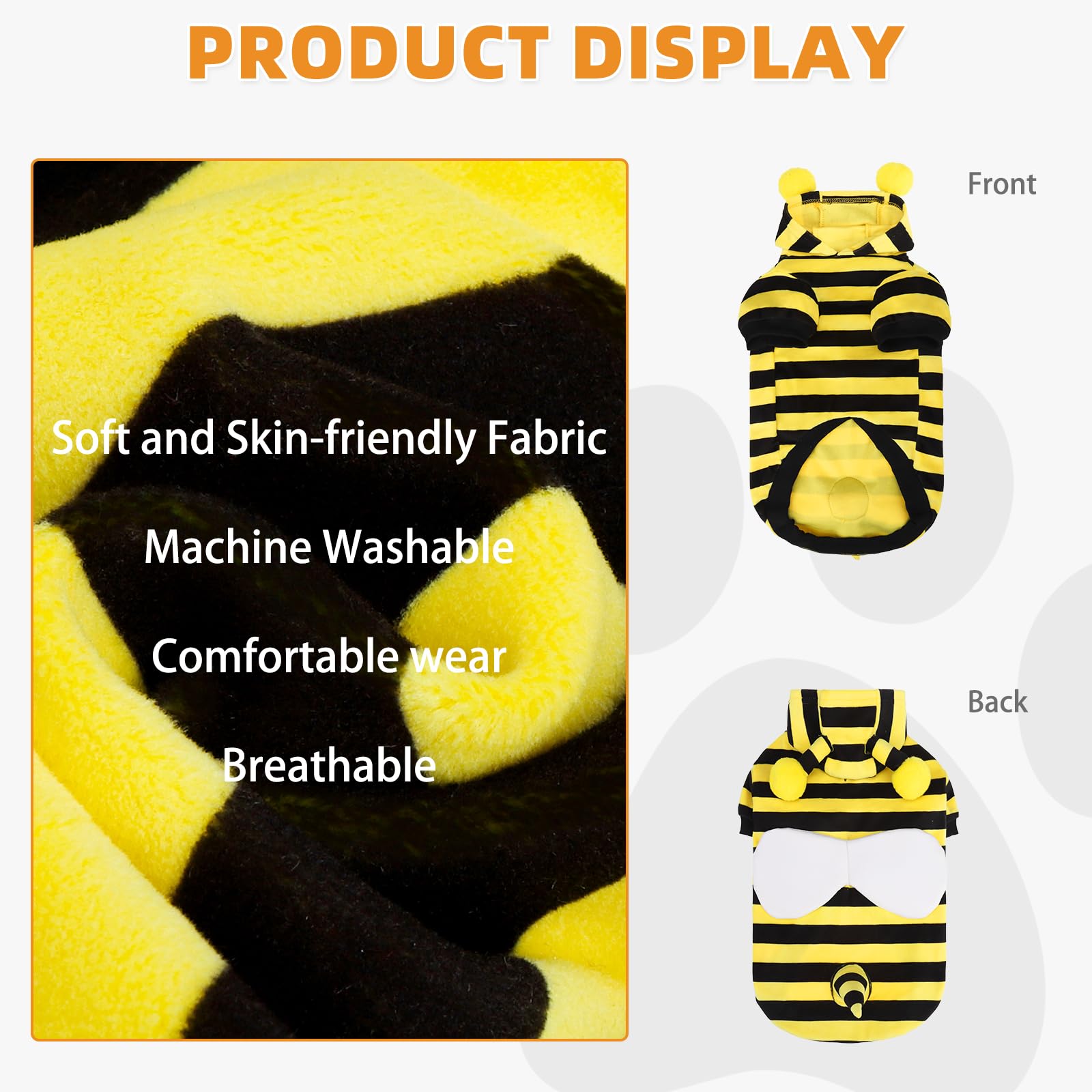 KOOLTAIL bee hooded detail highlights easy on/off pullover design.