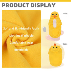 KOOLTAIL dog duck costume back view demonstrates warm fleece and easy-on fit.