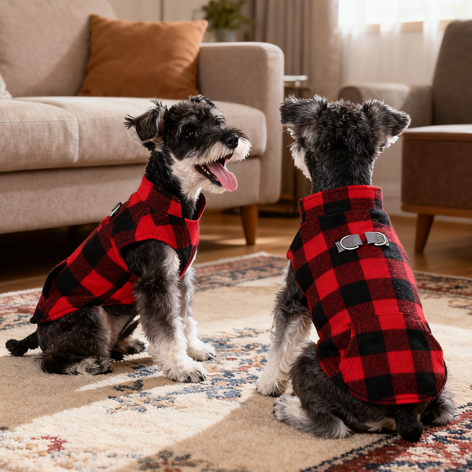 KOOLTAIL dog fleece vest red plaid size information for proper fit
