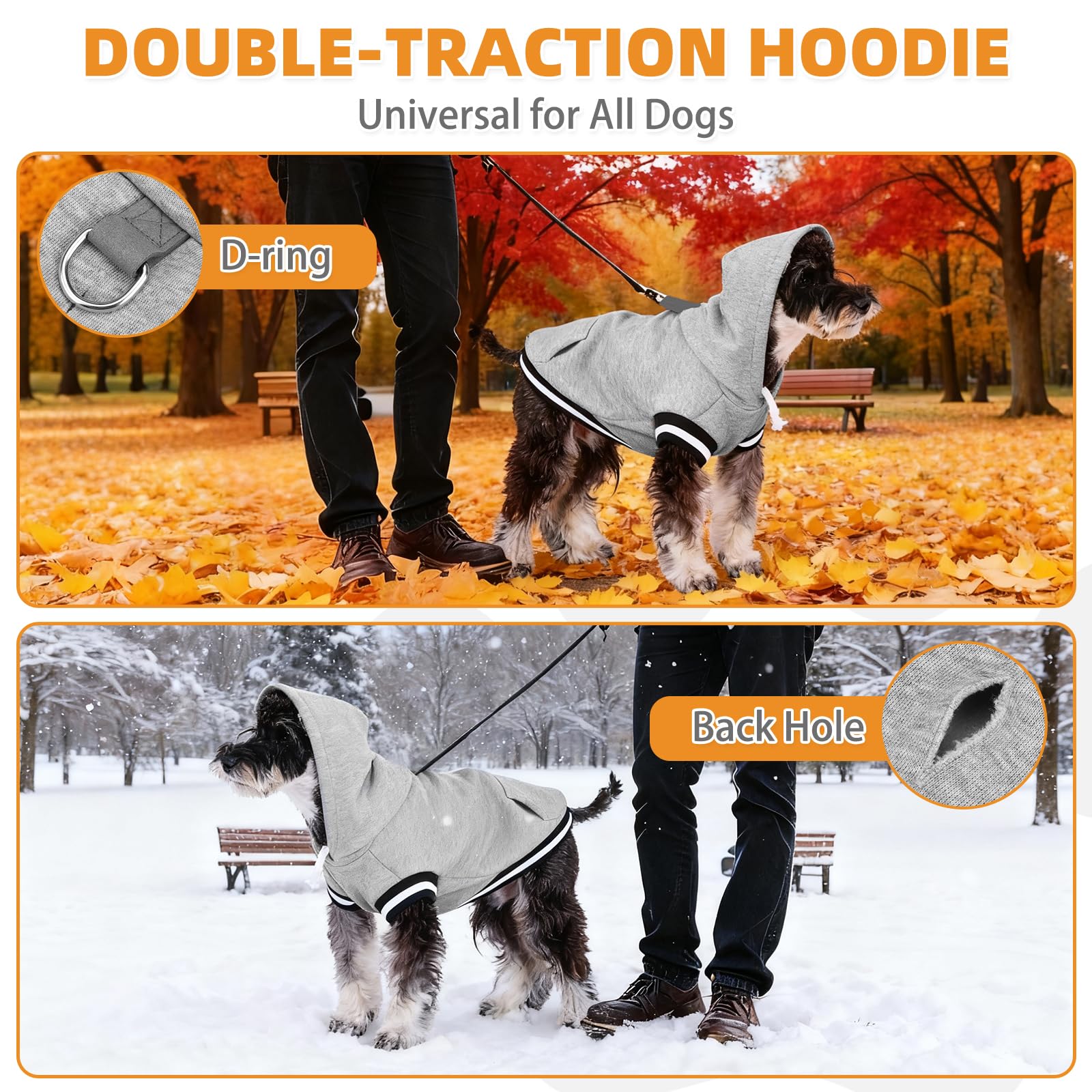 KOOLTAIL hoodie detail highlights back leash attachment and harness-ready design.