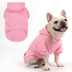 KOOLTAIL dog hoodie front view in pink highlights warm fleece comfort for chilly walks.