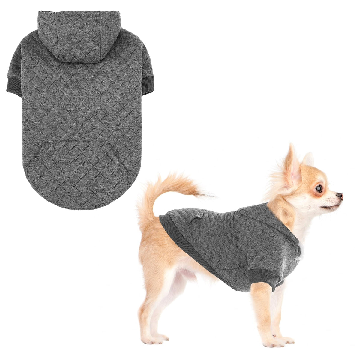 KOOLTAIL dog hoodie gray sweater front view highlights warmth and style