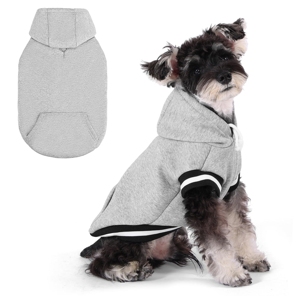 KOOLTAIL dog hoodie front view shows leash hole and D-ring for easy daily walks.