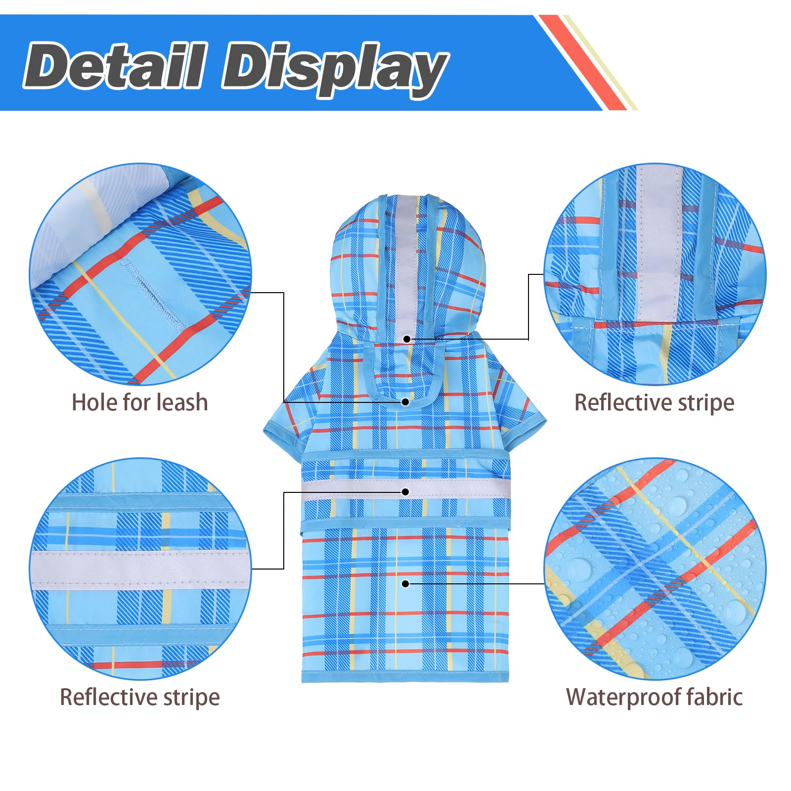 KOOLTAIL hooded poncho side view blue keeps dog dry and comfortable