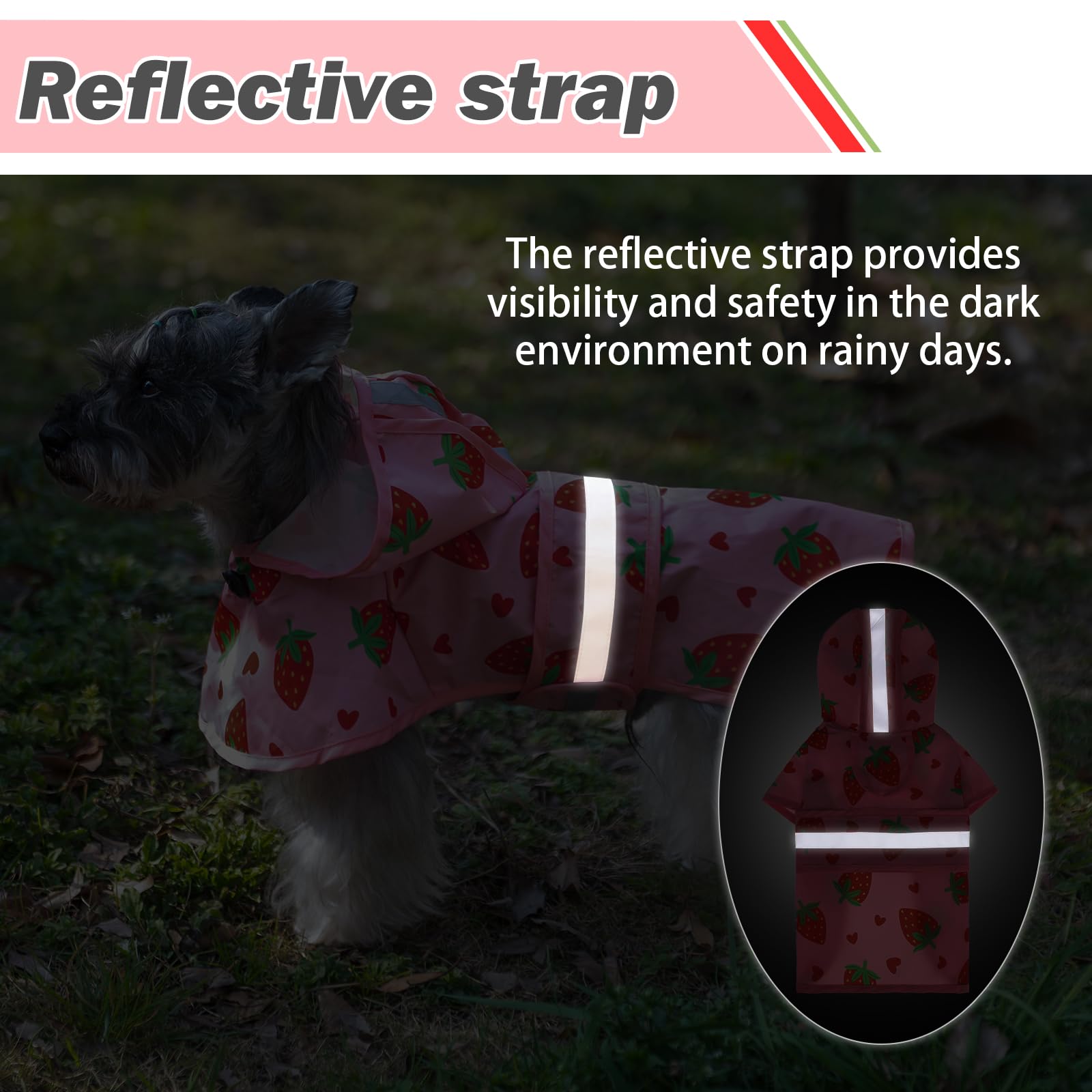 KOOLTAIL dog raincoat hood-detail showing secure adjustable hood fit