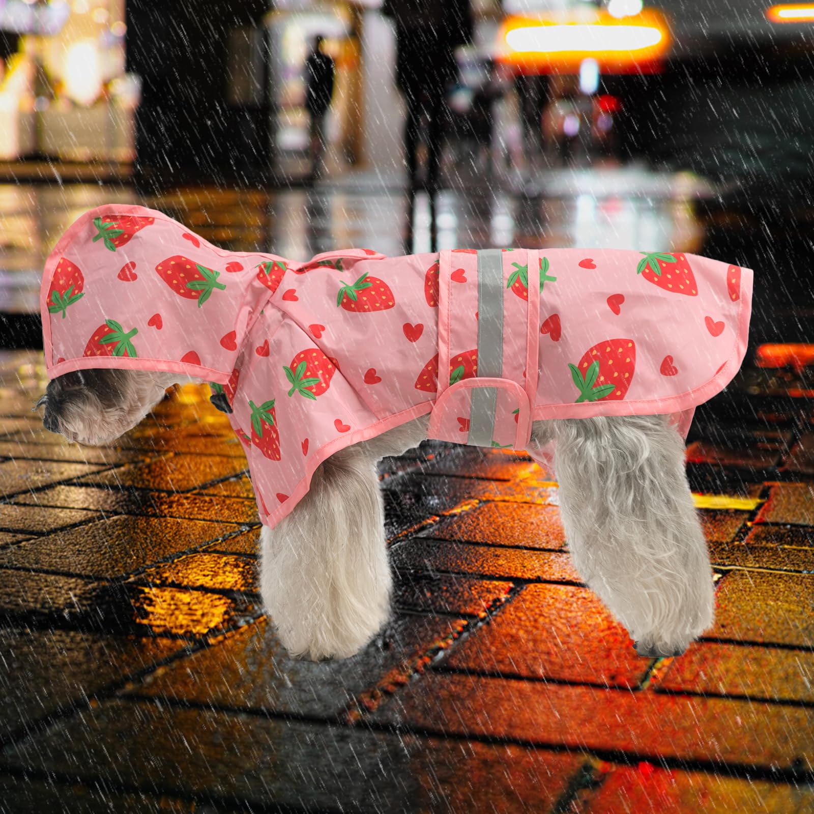 KOOLTAIL dog raincoat reflective-strip image for high visibility in low light
