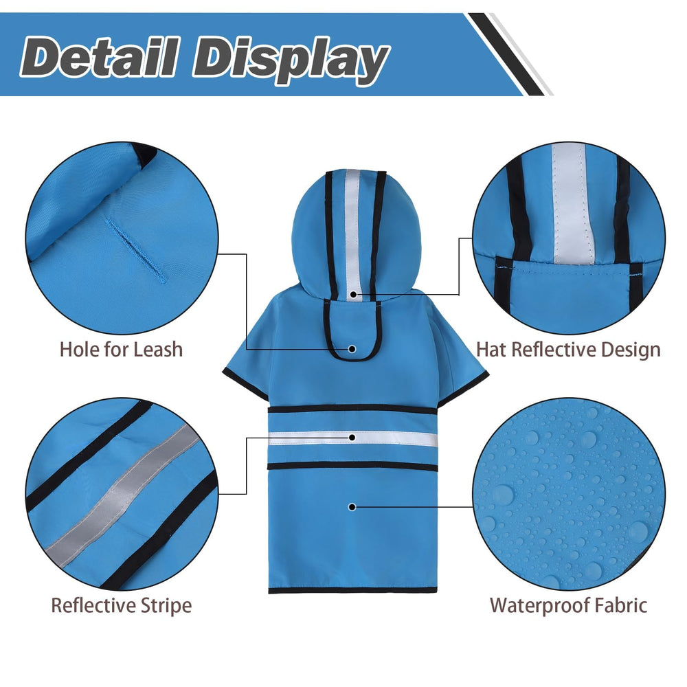 Kooltail dog raincoat hooded slicker side view ready for walks.