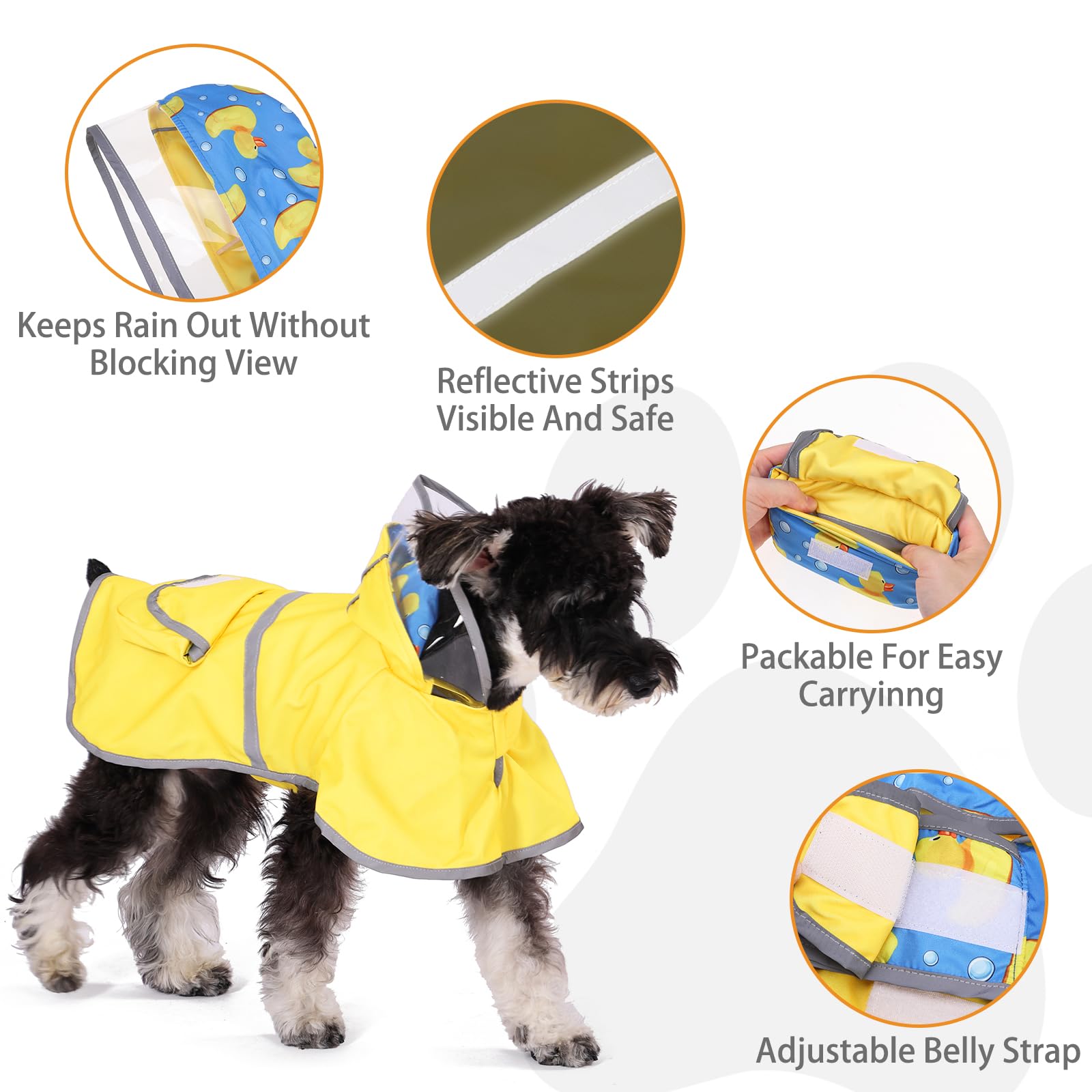 KOOLTAIL raincoat storage pouch folds into pack for on-the-go convenience.