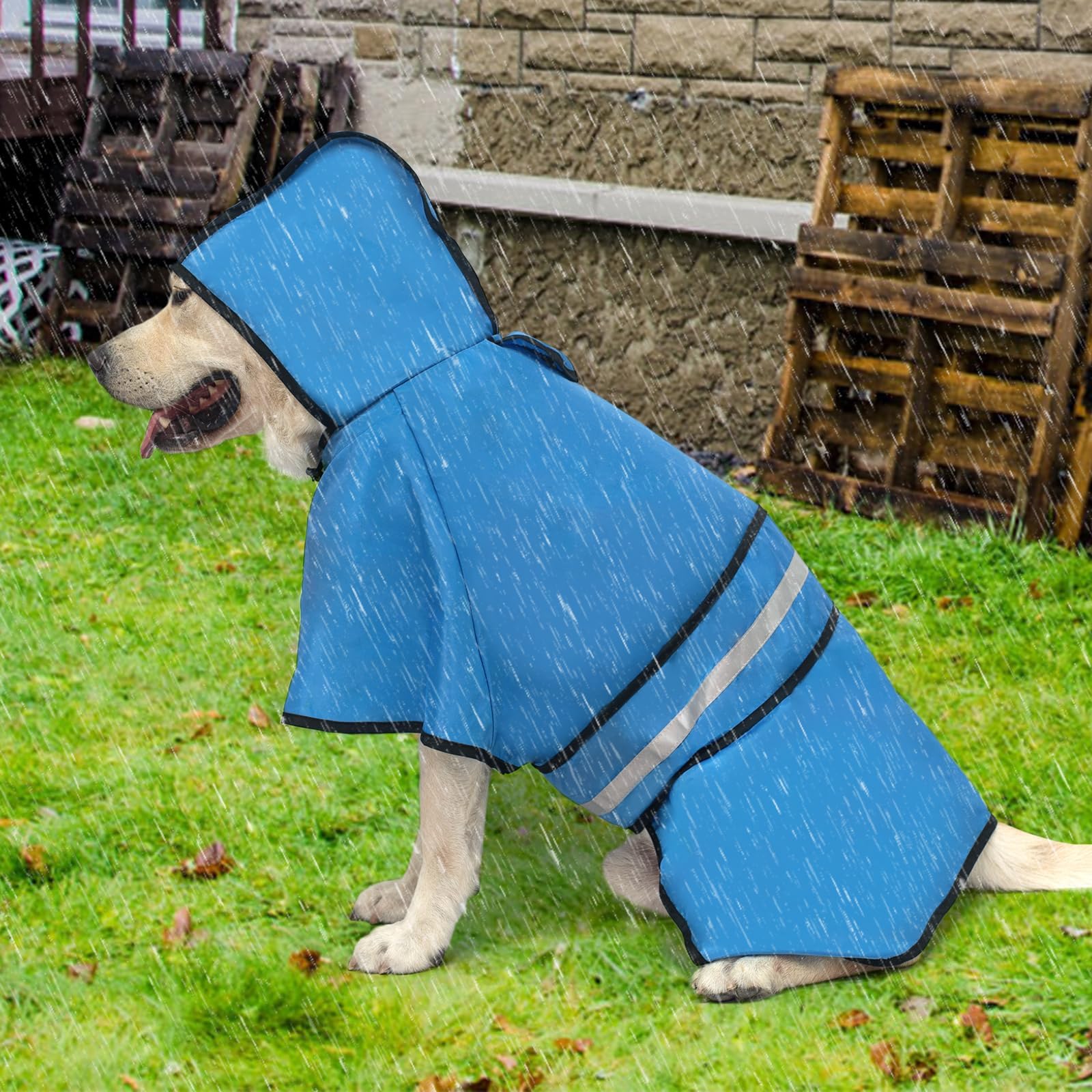 Kooltail dog raincoat waterproof fabric emphasizes durable protection.