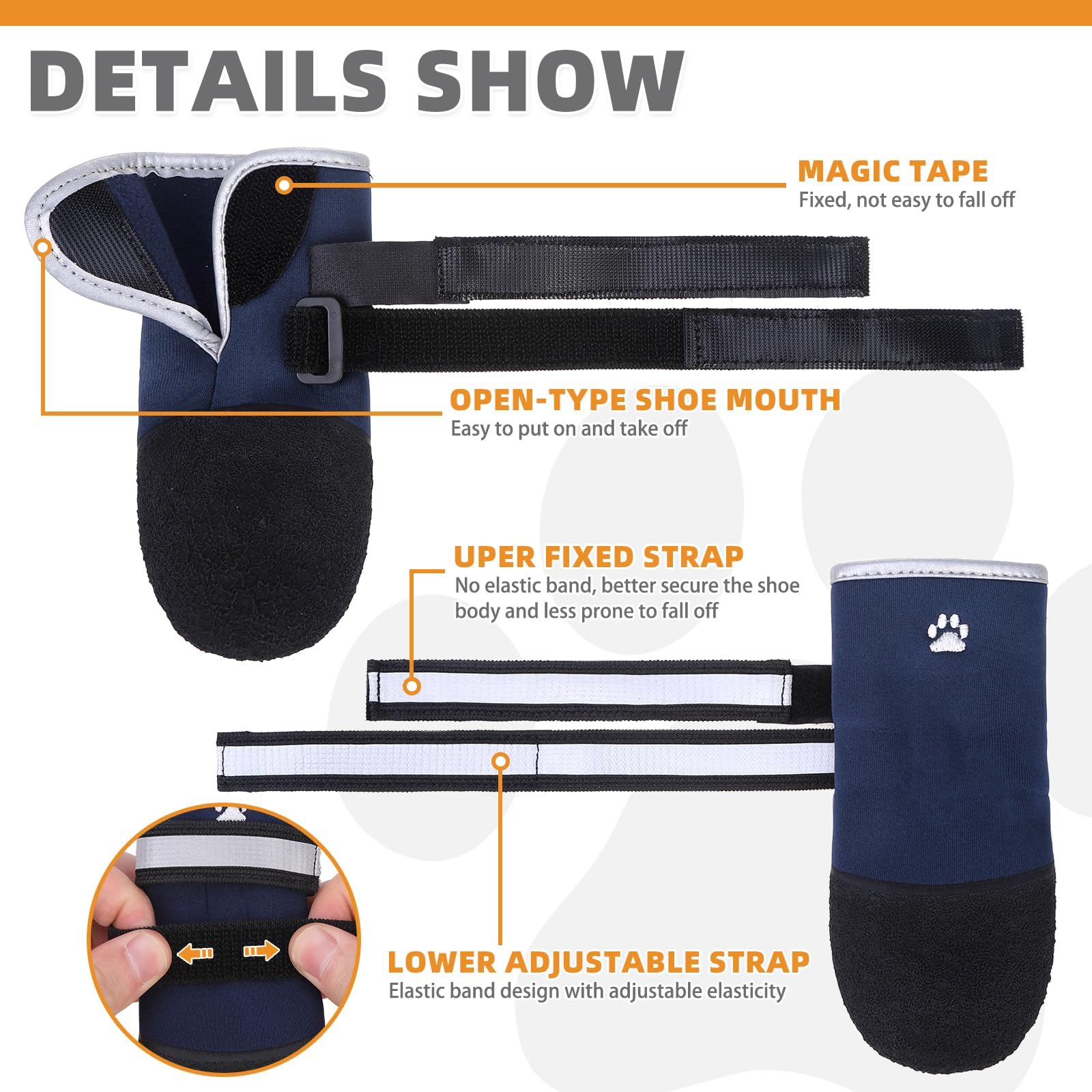 KOOLTAIL dog shoes adjustable-fit secure double-strap system