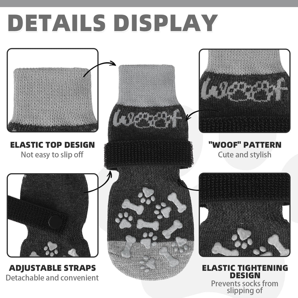 KOOLTAIL dog socks grip-sole detail provides traction on slick floors.