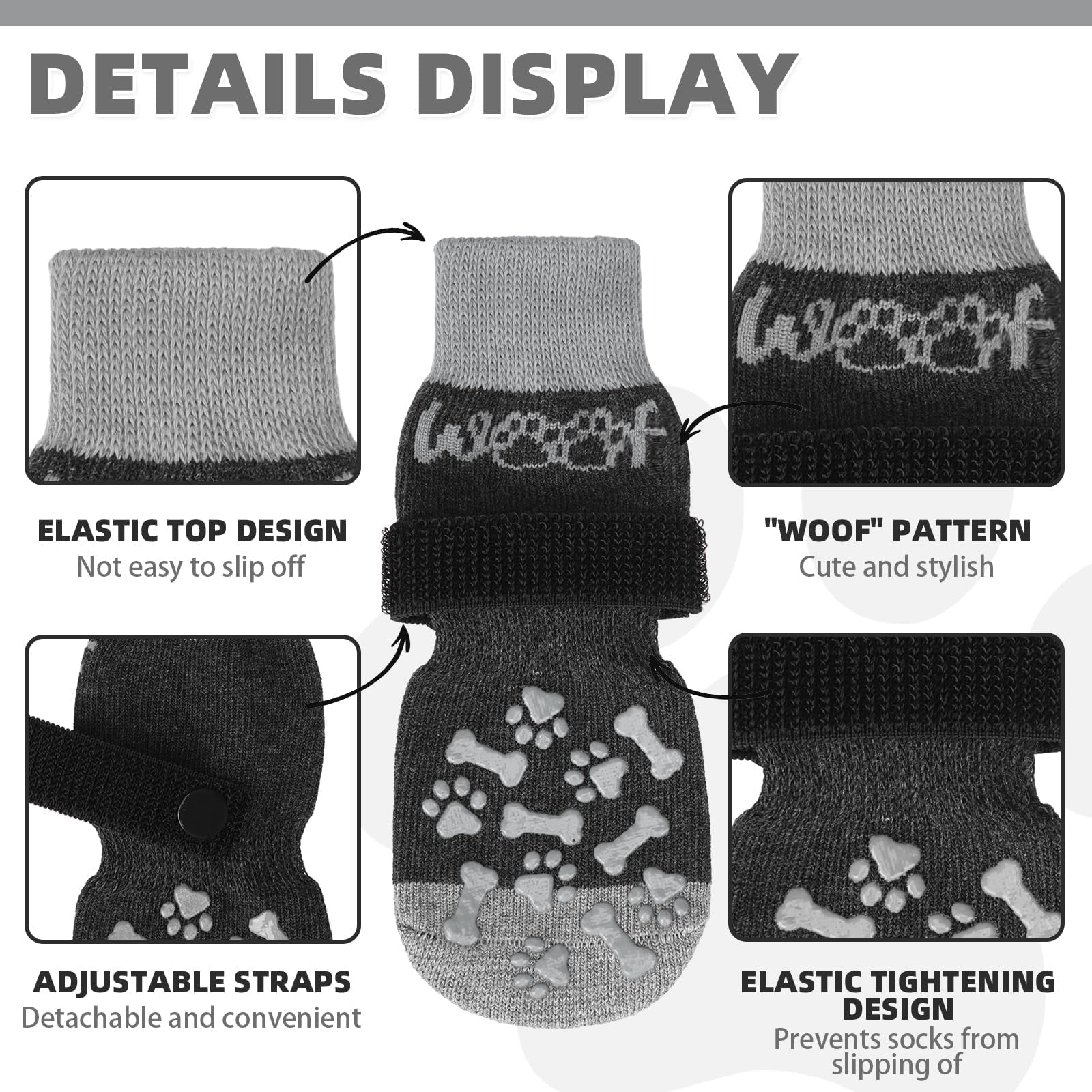 KOOLTAIL dog socks anti-slip-traction shows double-sided grip for steadier steps.