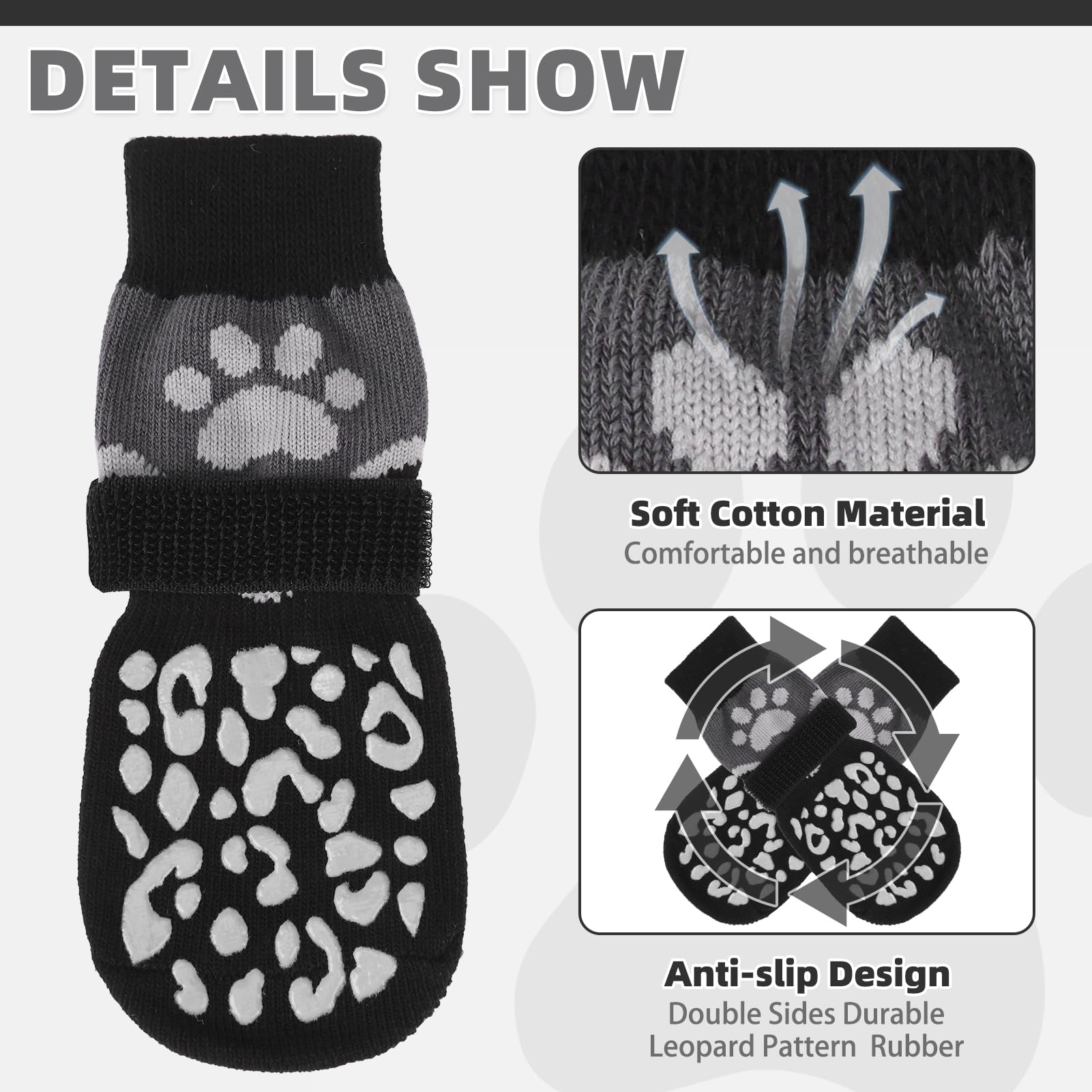 KOOLTAIL dog socks detachable-strap ensure secure, adjustable wear