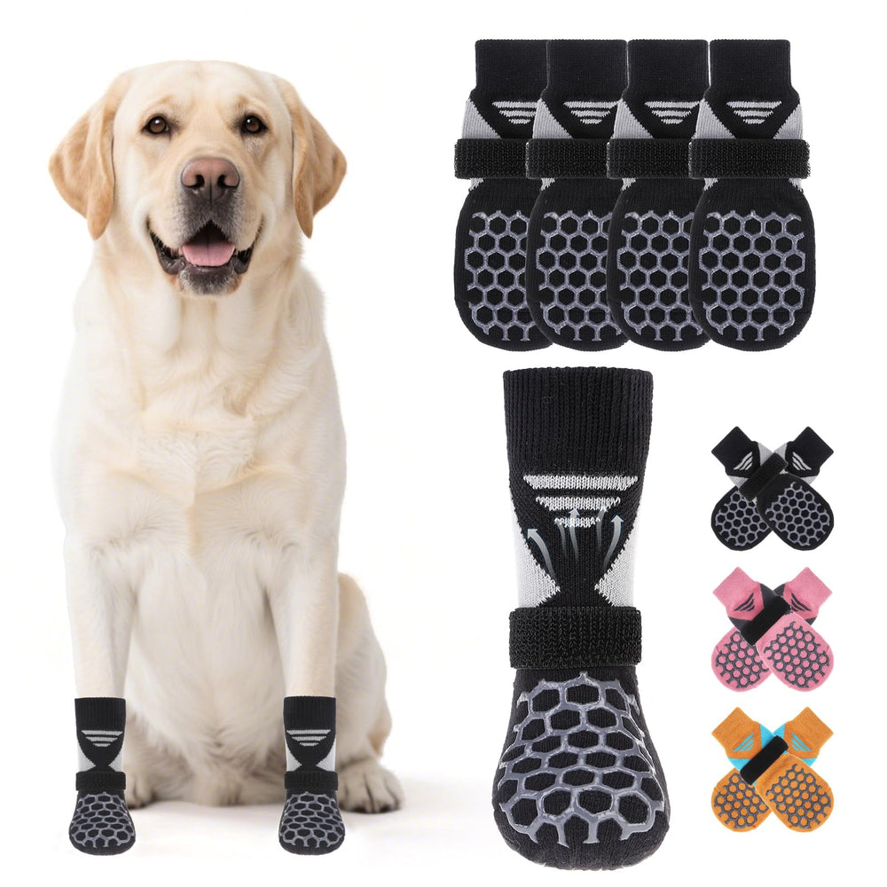 KOOLTAIL dog socks showing double-sided anti-slip grip for stable indoor traction.