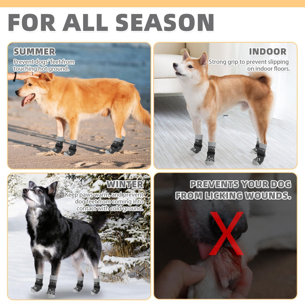 KOOLTAIL dog socks safeguard floors by reducing paw scratches.