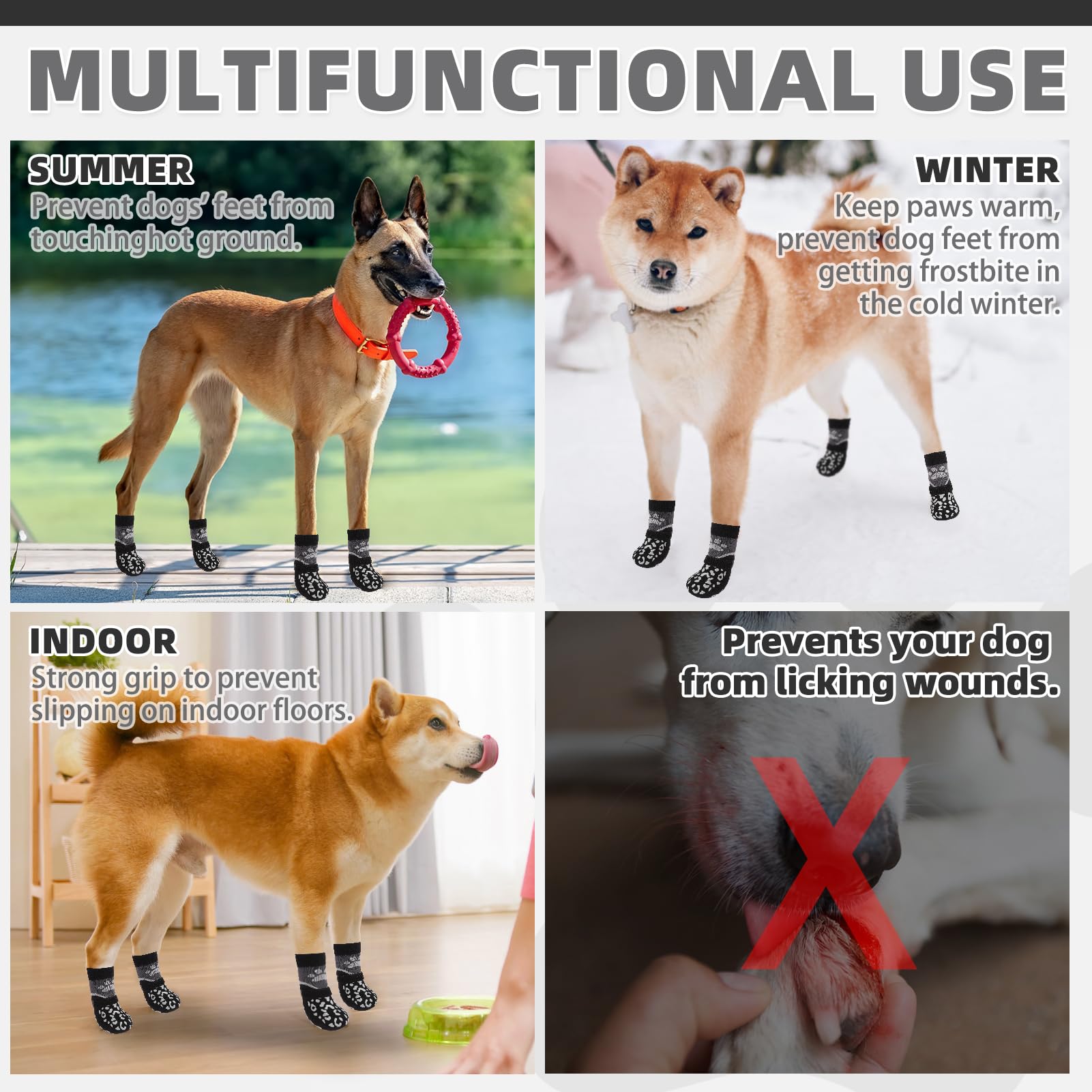 KOOLTAIL paw socks protect paws on hot and cold surfaces
