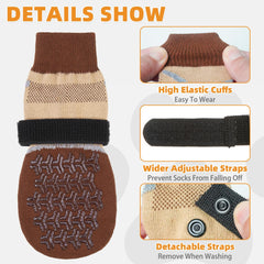 KOOLTAIL dog socks with reflective strips increase nighttime visibility for safety.