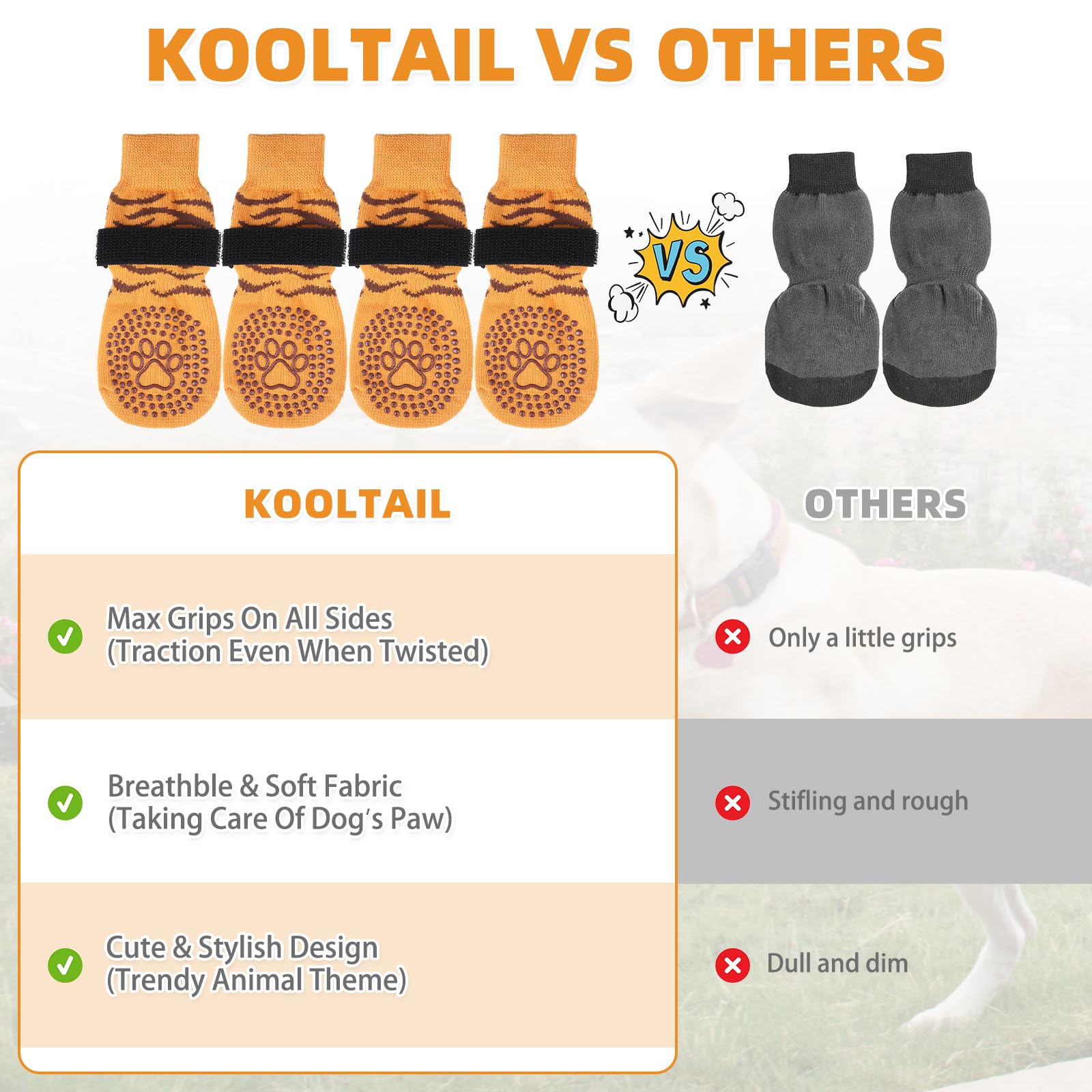 Kooltail size small socks offer elastic paw coverage