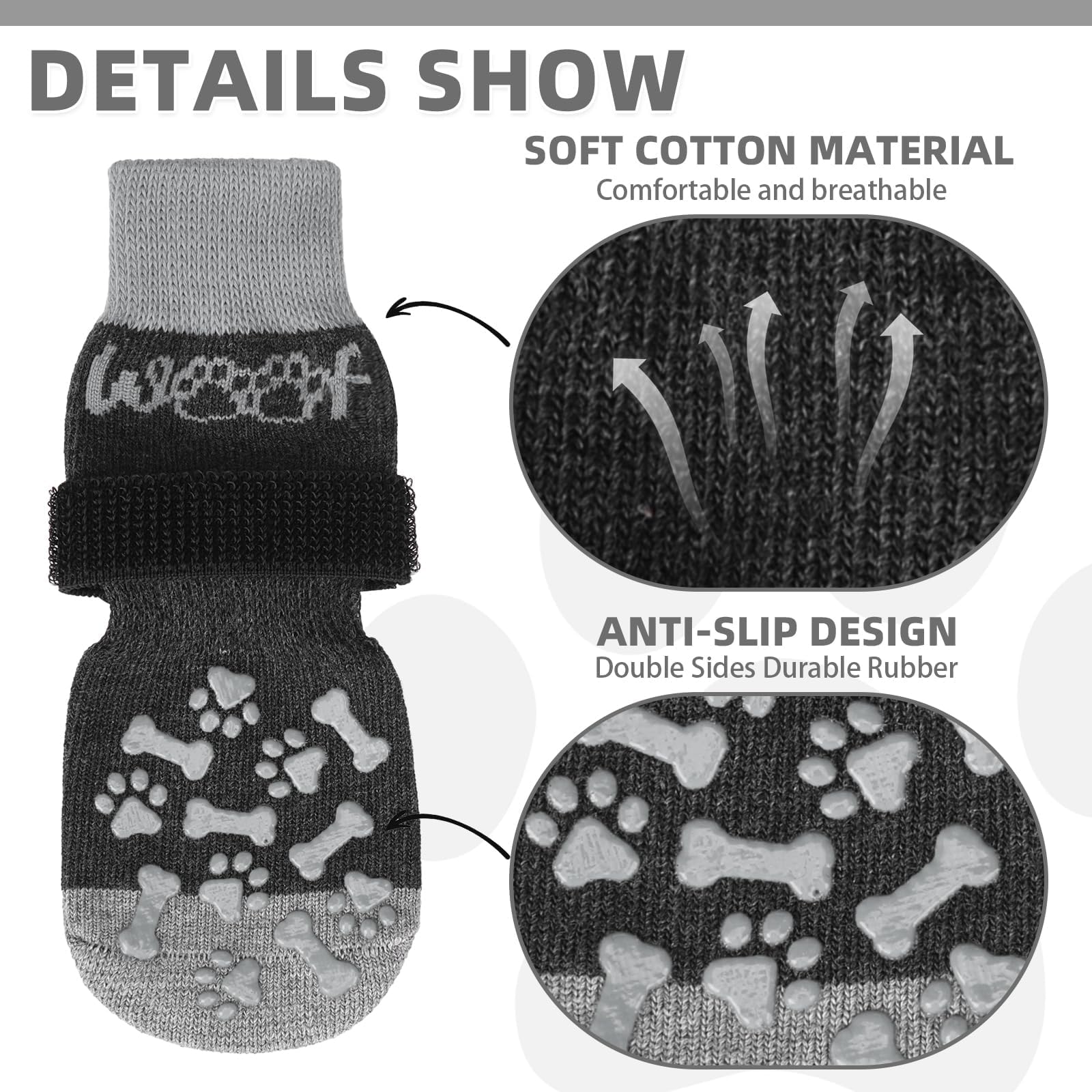 KOOLTAIL dog socks stretchy fabric delivers comfortable wear for pets.