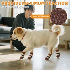 KOOLTAIL dog socks stretch for a comfortable, snug fit across large, medium, and small dogs.