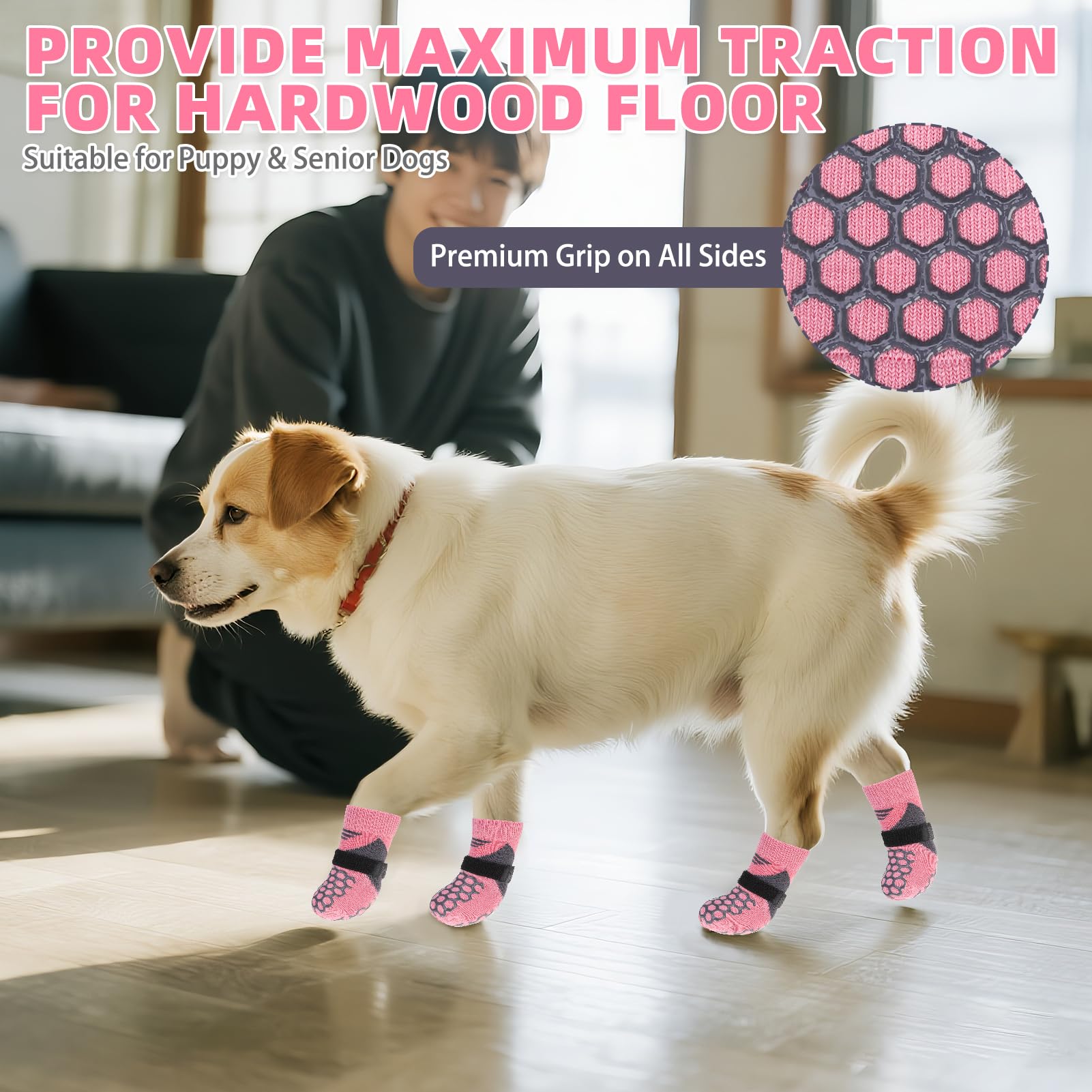 KOOLTAIL traction-grip soles helping on slick hardwood floors