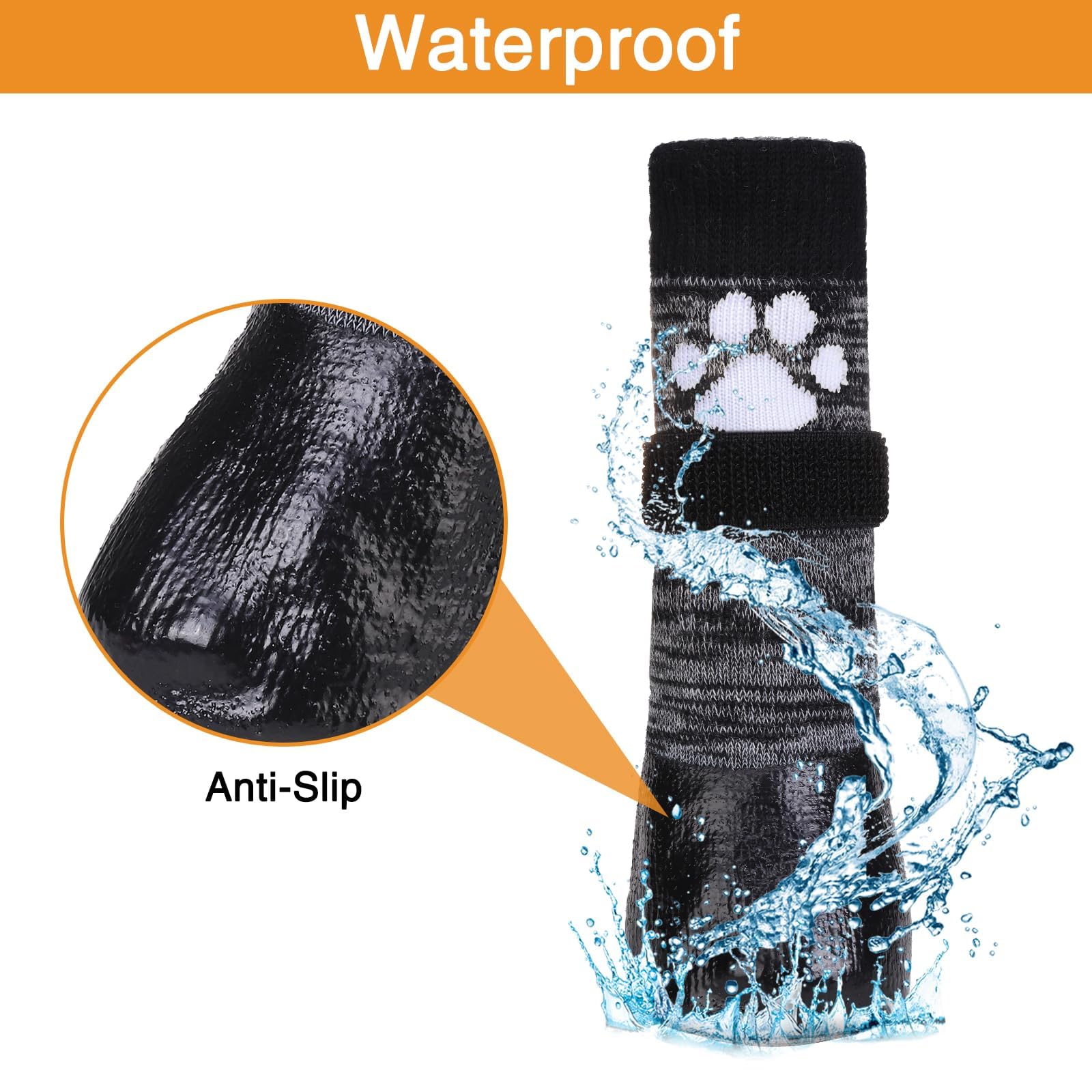 KOOLTAIL dog socks waterproof paw protector bottom provides grip on wet surfaces