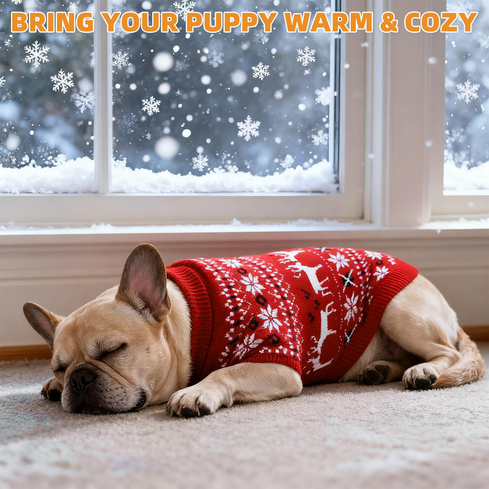 KOOLTAIL Dog Sweater built-in leash hole simplifies harness use on cold-day walks.