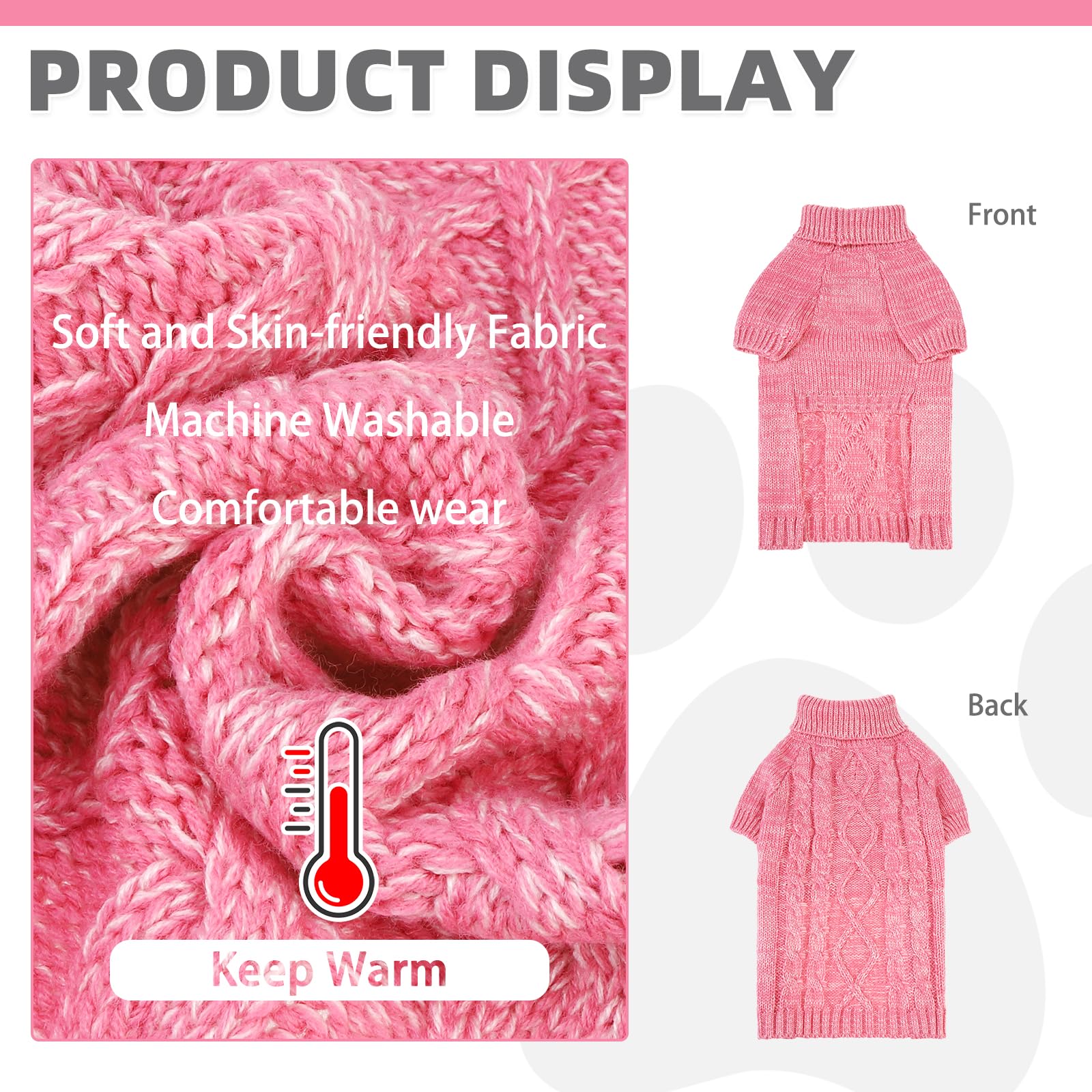 KOOLTAIL pink leash-hole design on sweater enables easy harness connection during walks.