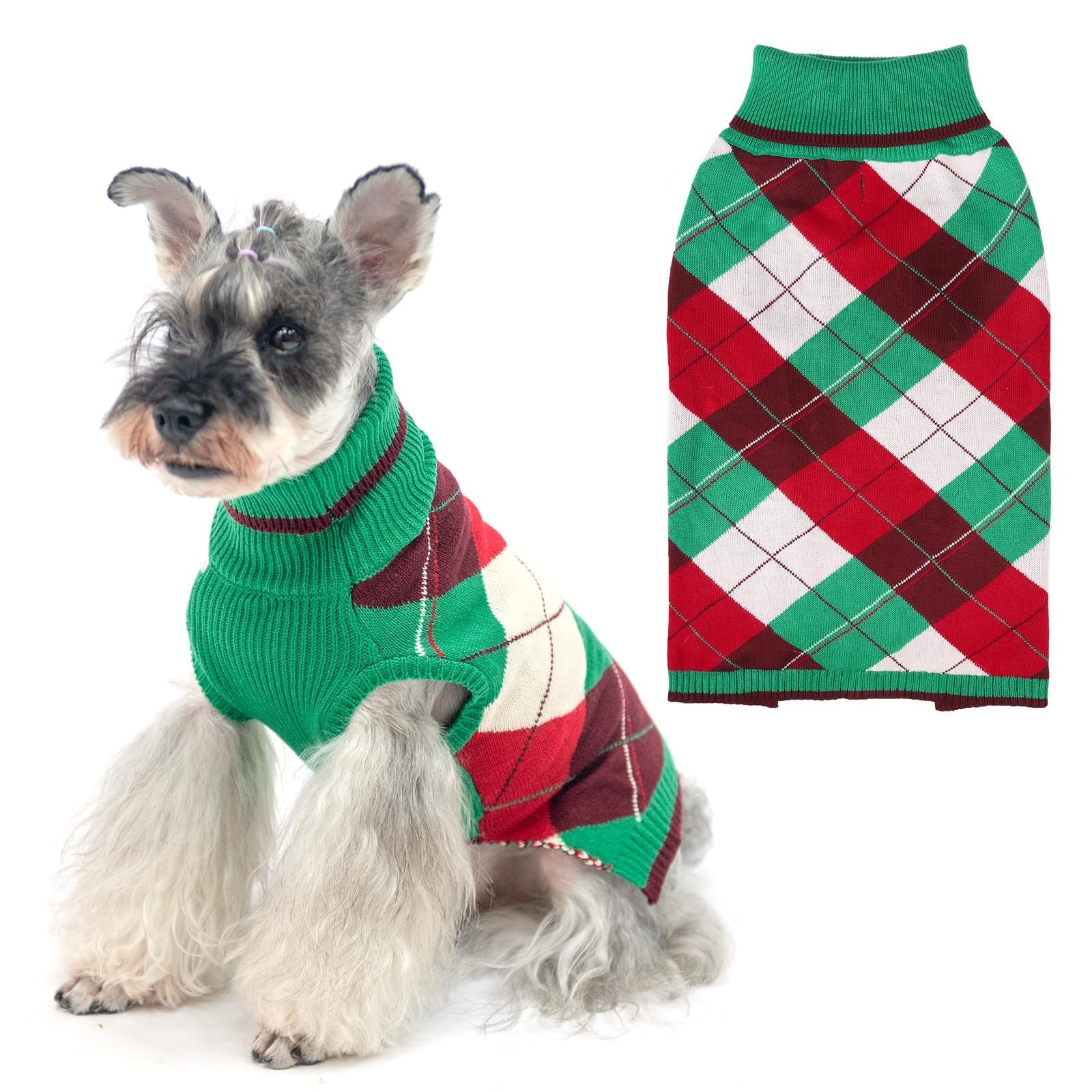 KOOLTAIL dog sweater plaid pattern warmth for cozy outdoor winters