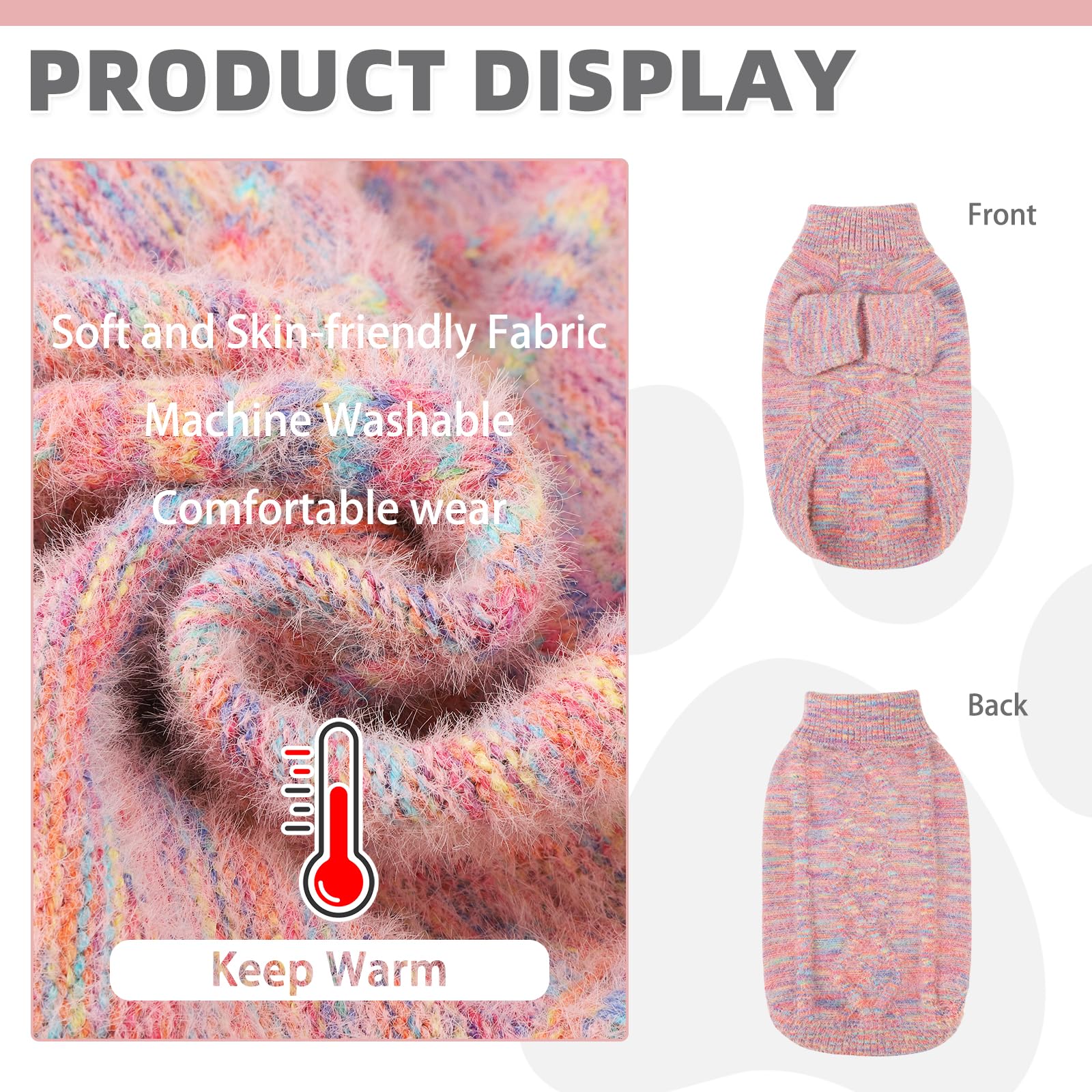 KOOLTAIL turtleneck dog sweater, easy pullover design for quick dressing