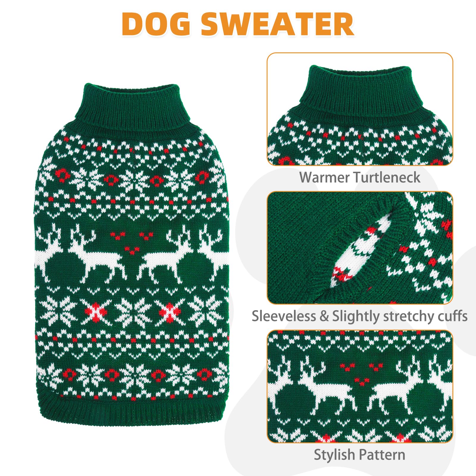 KOOLTAIL winter knit dog sweater close-up shows soft, stretchy acrylic fabric.