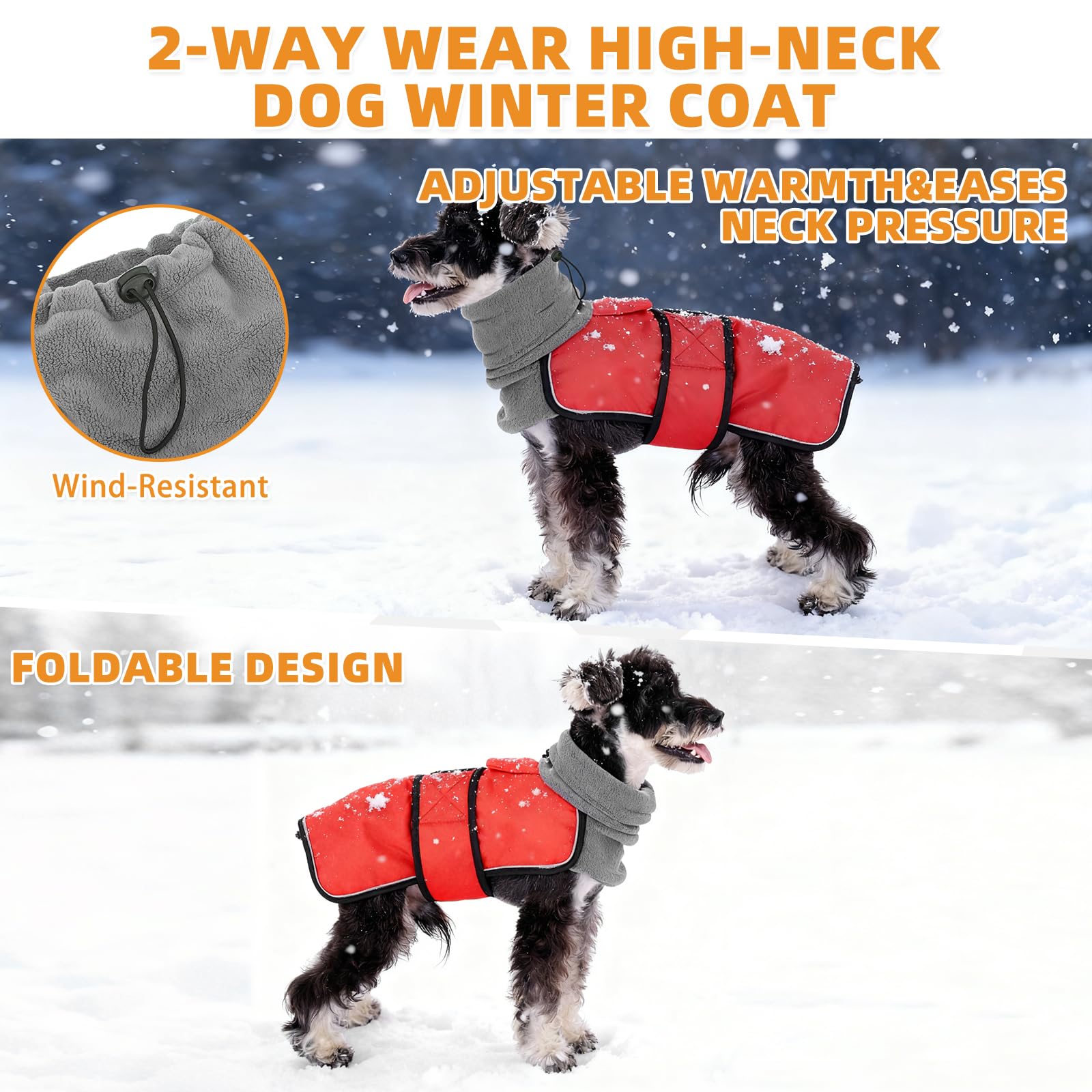 KOOLTAIL dog winter coat fleece lining close-up shows cozy warmth
