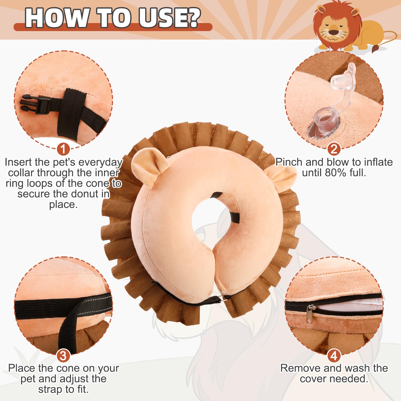 KOOLTAIL donut neck cone with adjustable straps ensures secure wear