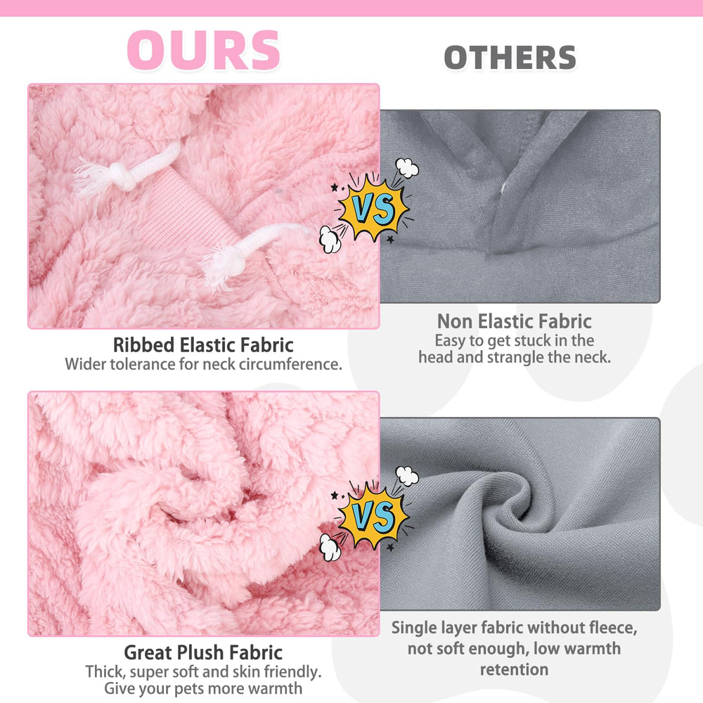 KOOLTAIL fleece dog hoodie belly-cut design allows easy potty breaks.