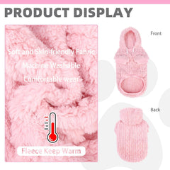 KOOLTAIL fleece dog hoodie hood detail with adjustable drawstring blocks wind.
