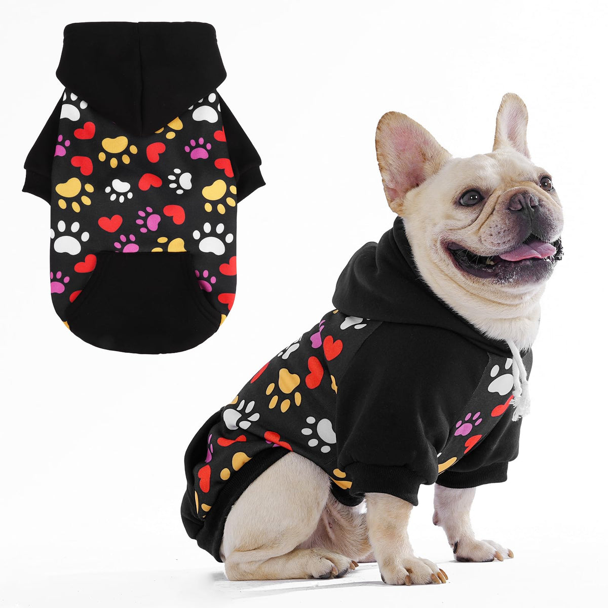 KOOLTAIL Halloween dog hoodie front view with warm fabric and leash hole for winter walks.