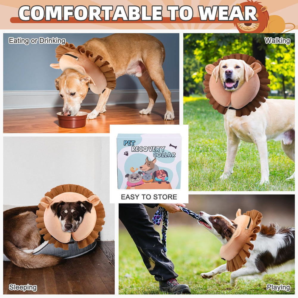 KOOLTAIL inflatable dog cone lion-xl soft material closeup highlights gentle comfort